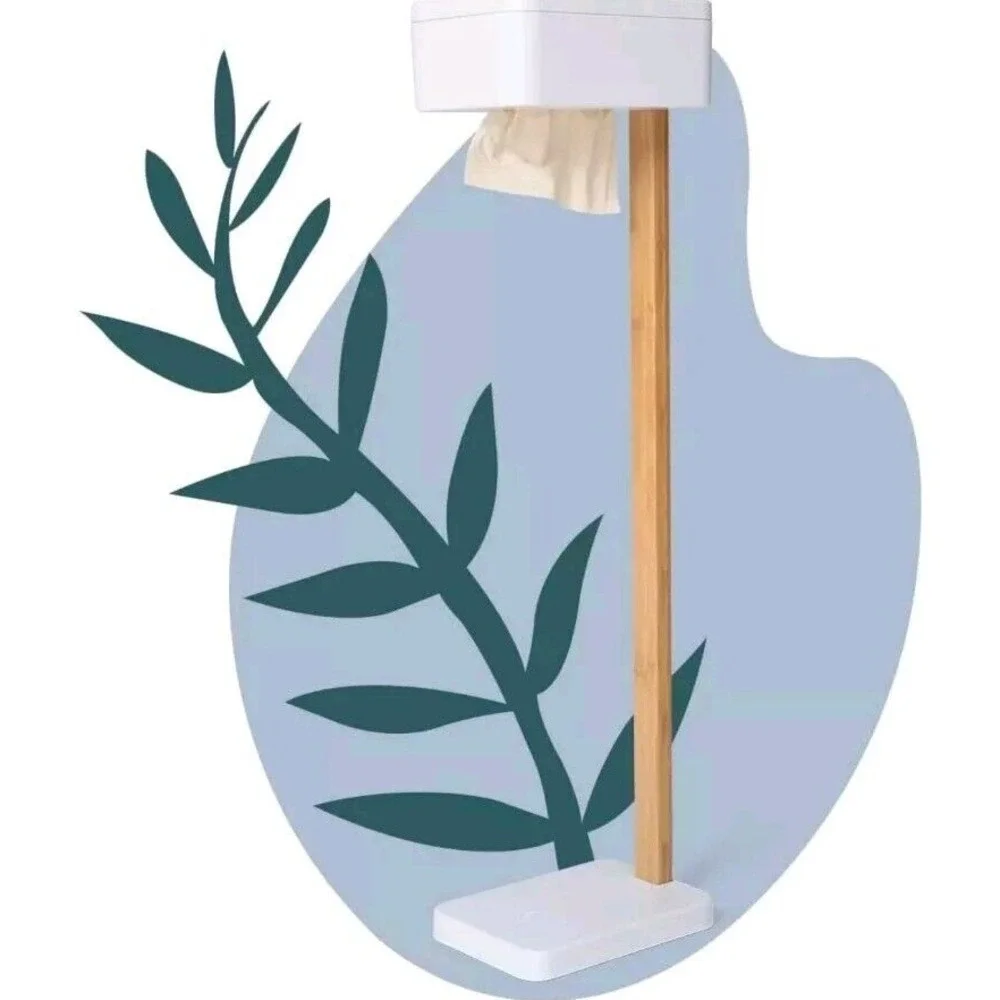 TUSHY Bamboo Stand Toilet Tissue Dispenser w/ 8 Box‎ Refills Flushable Soft